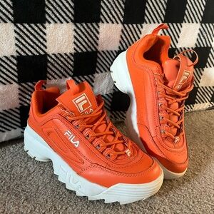 Fila Orange Platform Sneakers with White Sole